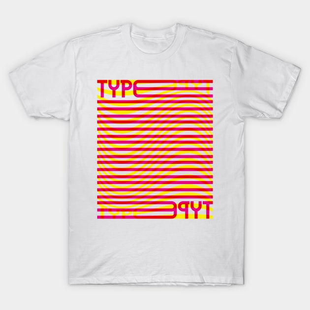 Type Wave (Magenta Yellow Red) T-Shirt by John Uttley